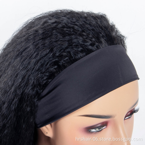 September Promotion 180% density kinky straight yaki headband wig Wholesale price 100% human hair Brazilian wig for black woman